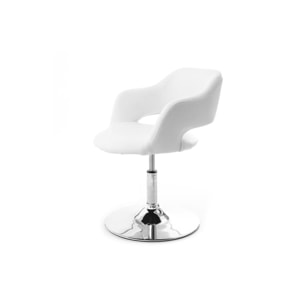 Fauteuil pivotant design blanc et acier chromé JESSY