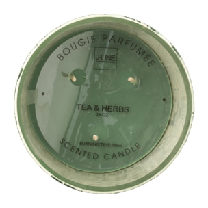 J-Line bougie parfumée Miroir - Tea & Herbs - verre - vert