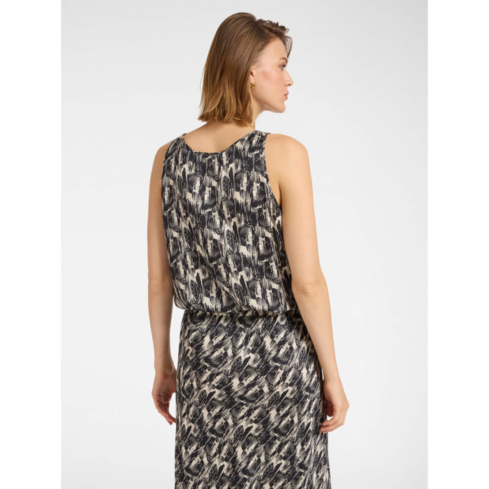 Elena Mirò - Top estampado - Negro