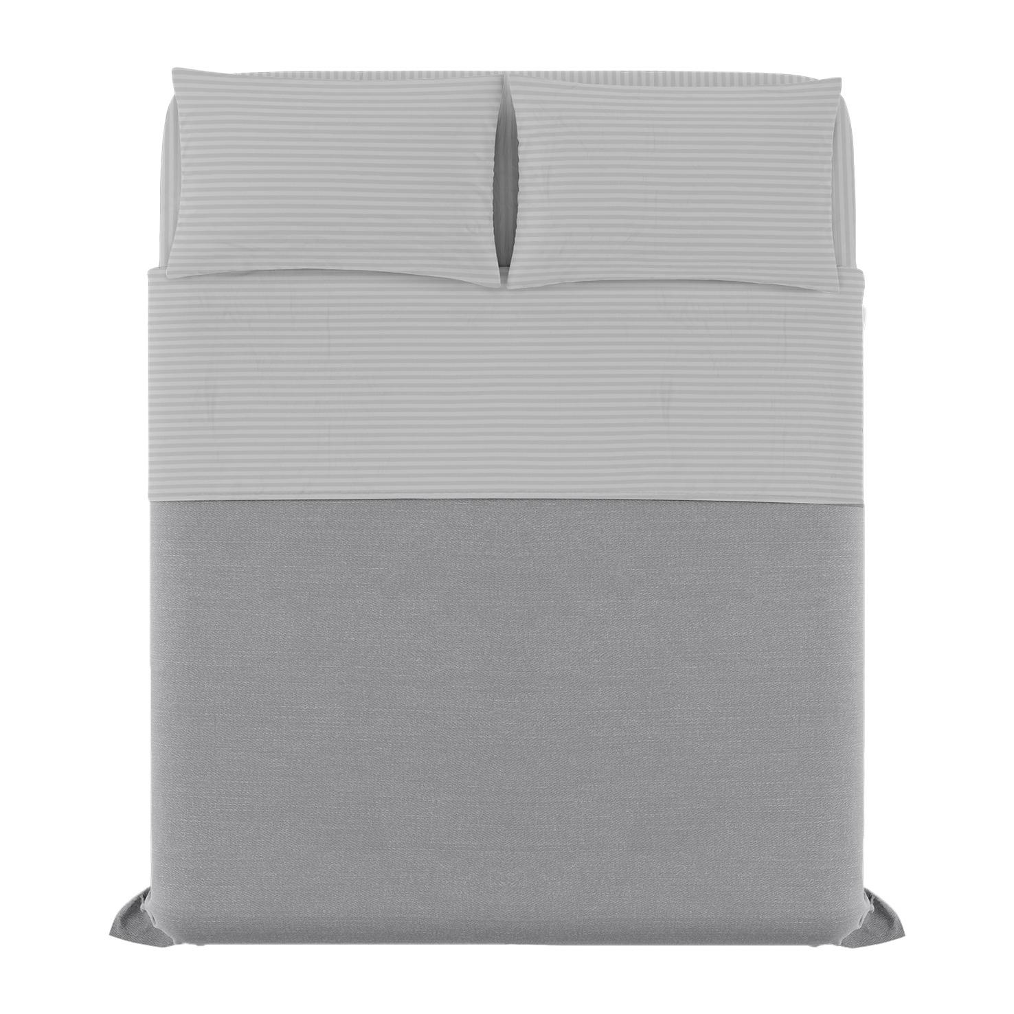 COMPLETO LETTO SATIN STRIPES RASO DI POLIESTERE MADE IN ITALY- MATRIMONIALE GRIGIO