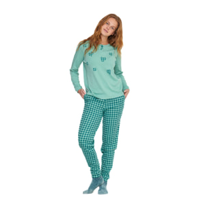 Pigiama donna petit coeur in caldo cotone con collo due bottoni Noidinotte