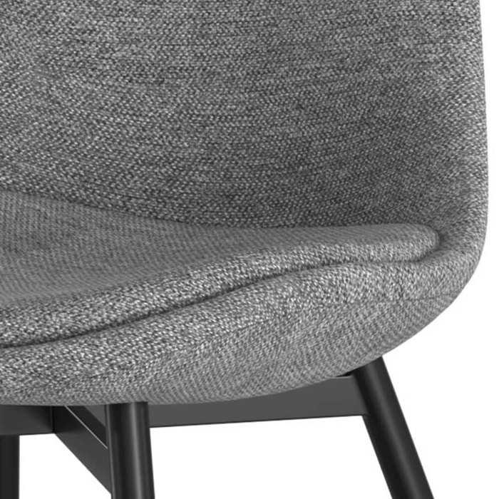 Lot de 2 chaises en tissu gris foncé chiné et pieds en métal - Filipi