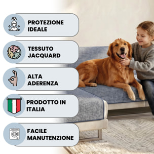 COPRIDIVANO PENISOLA SINISTRA COMFORT, Antiscivolo, Cotone+Microfibra+Fibre Varie, Made in Italy - BLU SCURO