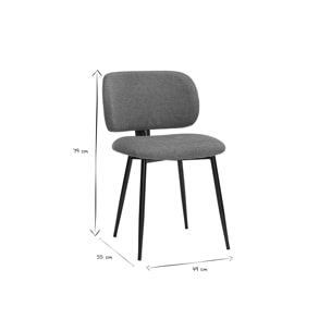 Chaises en tissu effet velours texturé terre brûlée et métal noir (lot de 2) ATRIUM