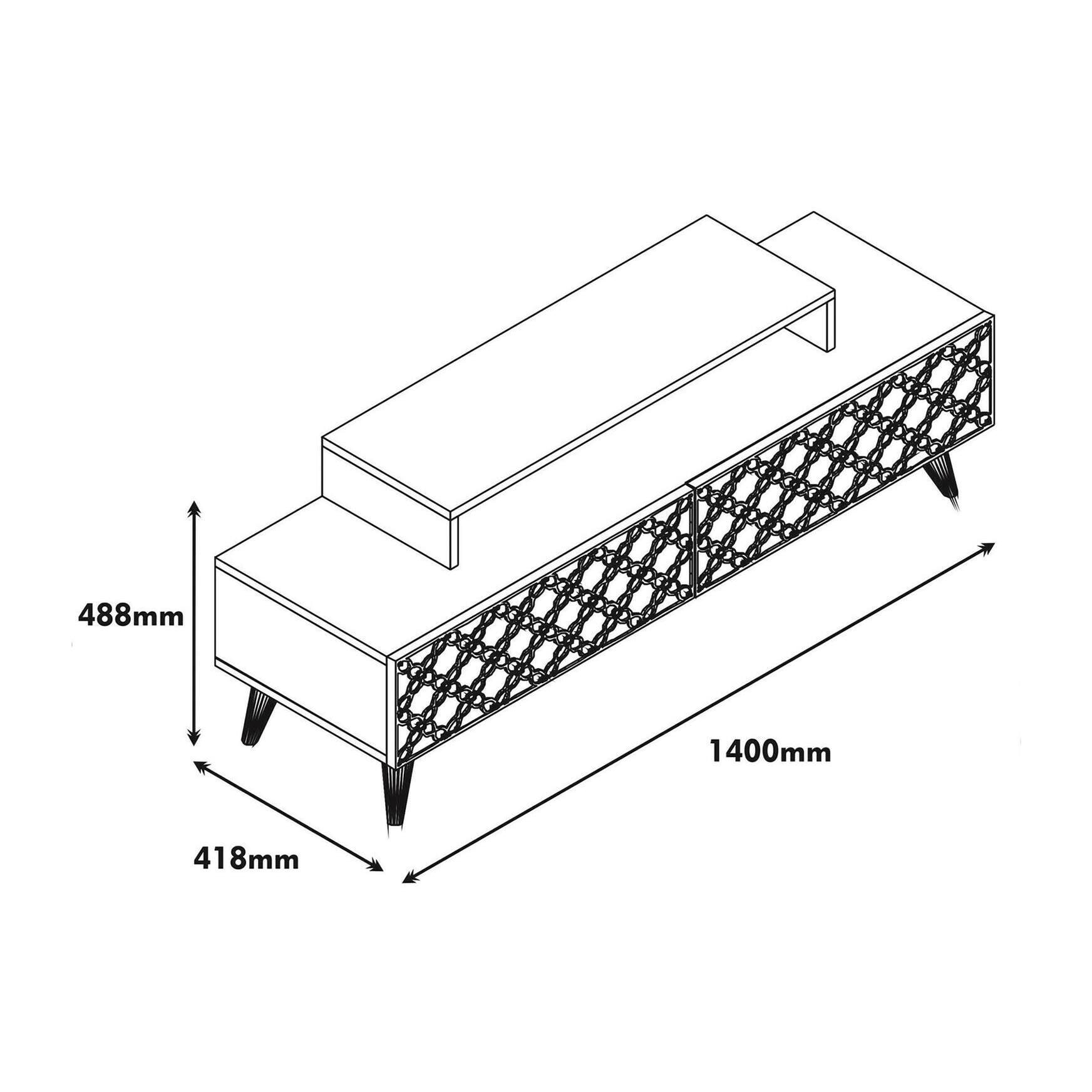 Mobile porta TV Dpierobo, Credenza da soggiorno, Armadio basso per TV, Base parete attrezzata, 140x42h49 cm, Noce e Bianco