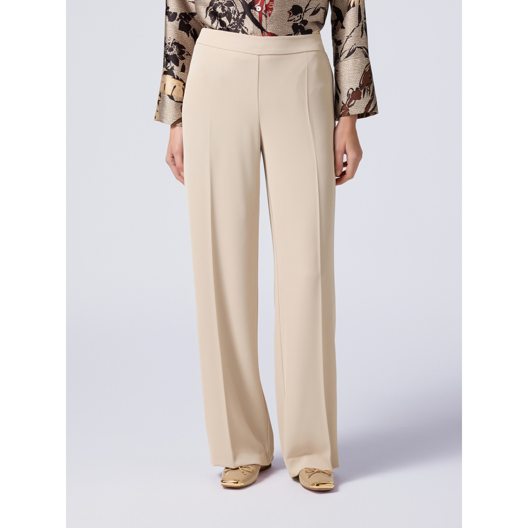 Oltre - Pantaloni palazzo in tessuto fluido - Beige