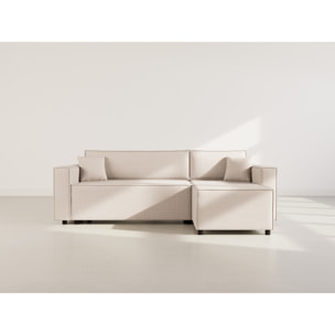 Jonas - canapé d'angle réversible 4 places convertible avec coffre en tissu texturé - Beige