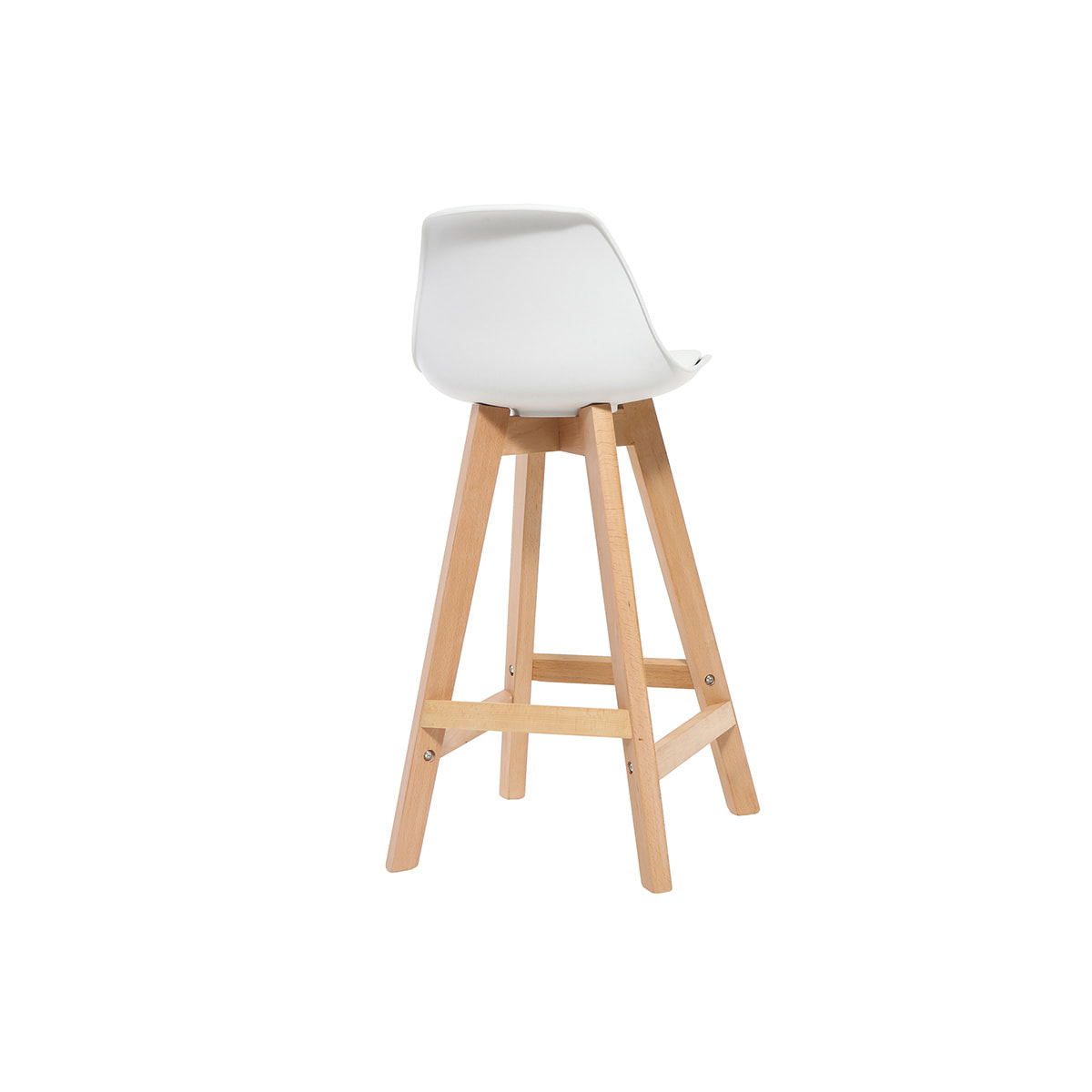 Tabourets de bar scandinaves blanc et bois 65 cm (lot de 2) MINI PAULINE