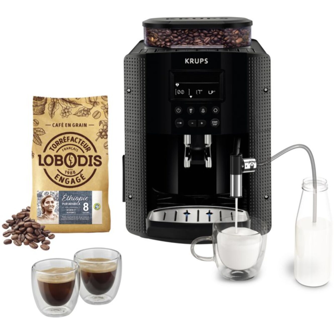 Expresso Broyeur KRUPS pack EA8168F2 + 500g café en grains