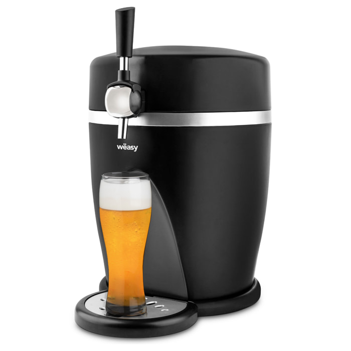 Dispensador de cerveza Wëasy PINT568, adecuado para barriles presurizados 5L, 60W, 3° C a 6° C, sistema de enfriamiento integrado, almacenamiento hasta 30 días