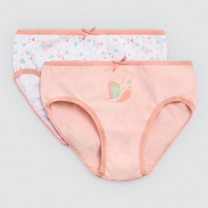 Confezione da 2 mutandine in cotone stampato per bambini Slow down