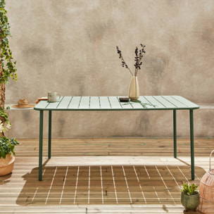 Table de jardin métal 6-8 places. vert. Amelia. 160x90xH72.5cm