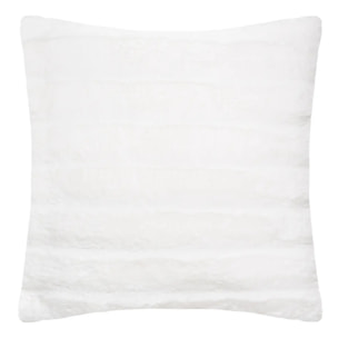 Coussin "Manoir" en fausse fourrure blanc 45x45 cm