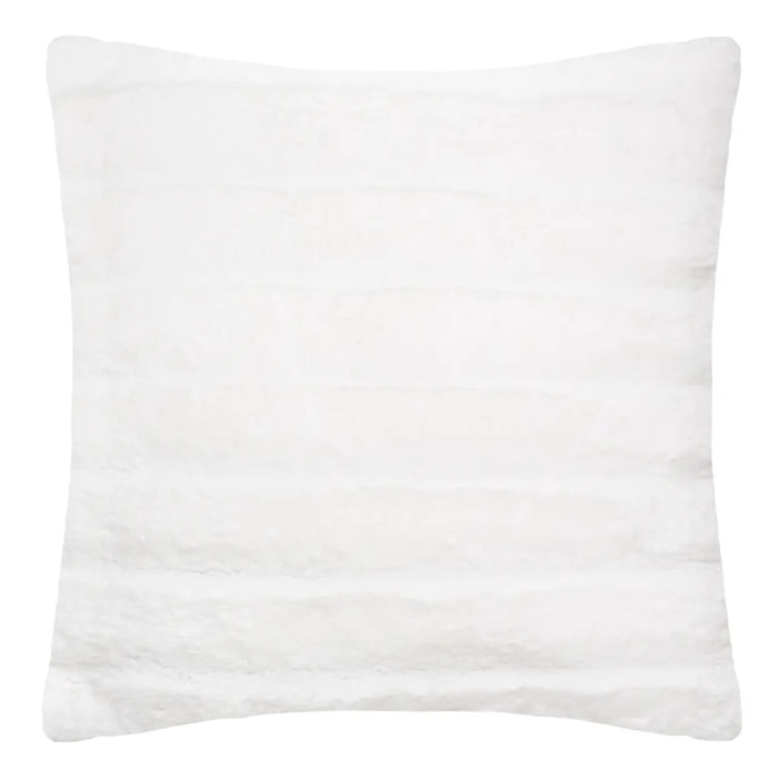 Coussin "Manoir" en fausse fourrure blanc 45x45 cm