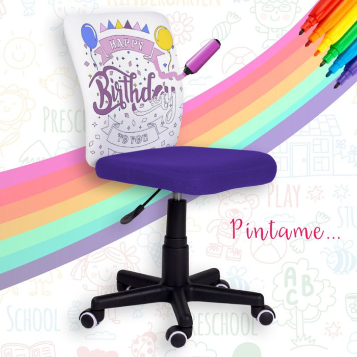 Silla de estudio infantil Píntame Morado - Blanco