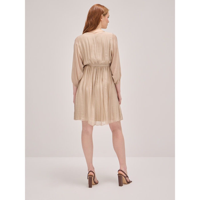 Oltre - Vestito corto misto seta - Beige