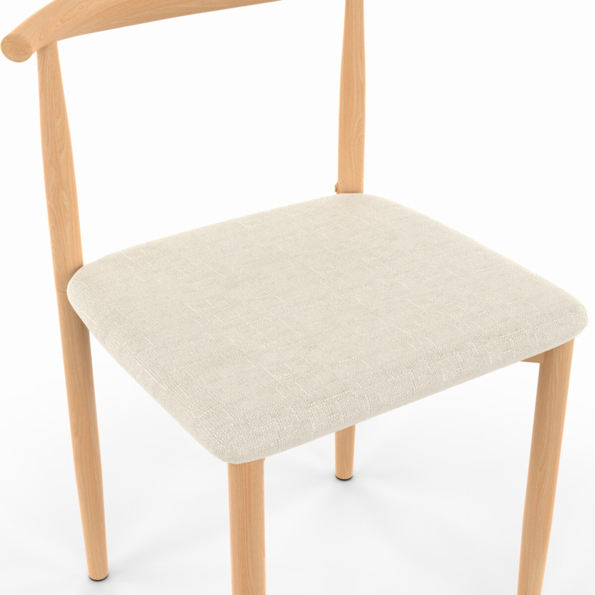 Chaises Adam tissu beige pieds effet bois - lot de 6