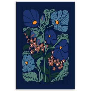Tableau fleurs Tableau fleurs style klimt bleu nuit Tableau alu Dibond