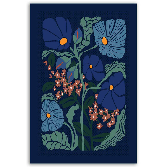 Tableau fleurs Tableau fleurs style klimt bleu nuit Tableau alu Dibond