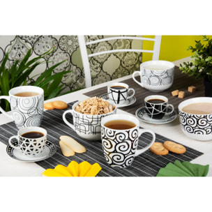 Set 6 Tasses à Café avec Soucoupes Excelsa – Emily, Porcelaine Multicolore