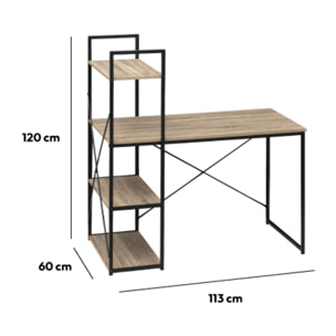 Bureau avec étagères "Aliaj" effet chêne naturel