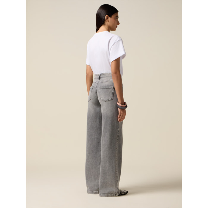 Oltre - Jeans a palazzo con borchie decorative - Grigio
