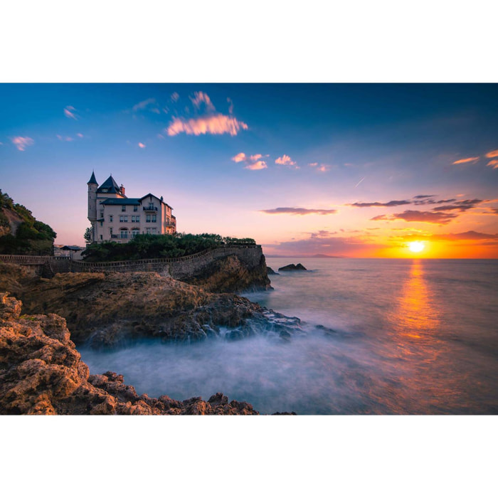 Tableau paysage mer souvenir de biarritz  Toile imprimée