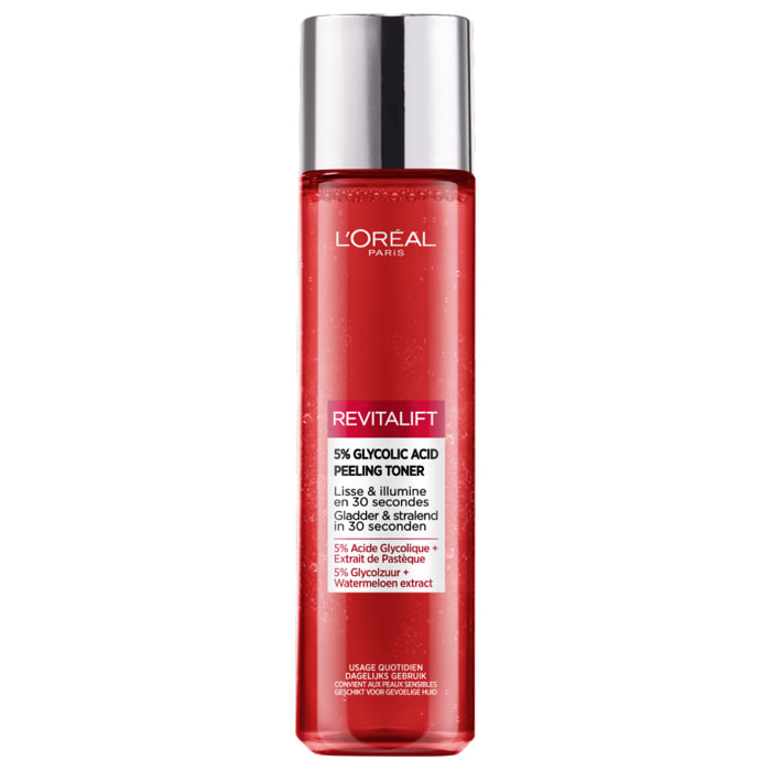 L'Oréal Paris Revitalift Lotion Effet Peeling lissante et exfoliante à l'Acide Glycolique 5% 180 ml