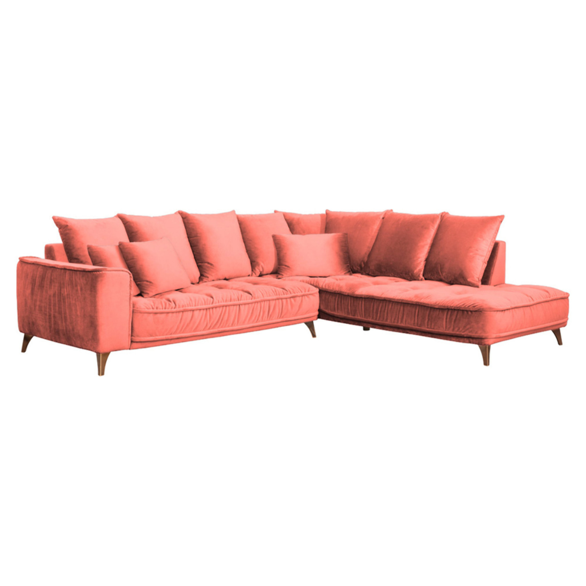 Canapé d'Angle Droit Velours Altamo, 4 Places, Housse Déhoussable, Style Scandinave