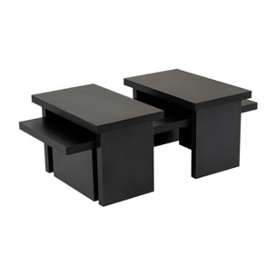 Table basse gigogne design – effet bois noir (3 pièces) MARFA