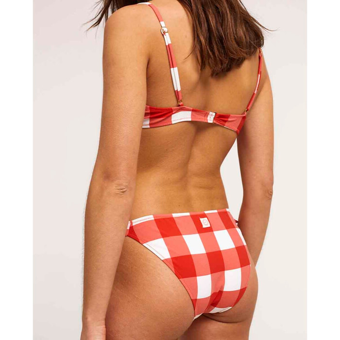 Top de bikini con aro y estampado de cuadros