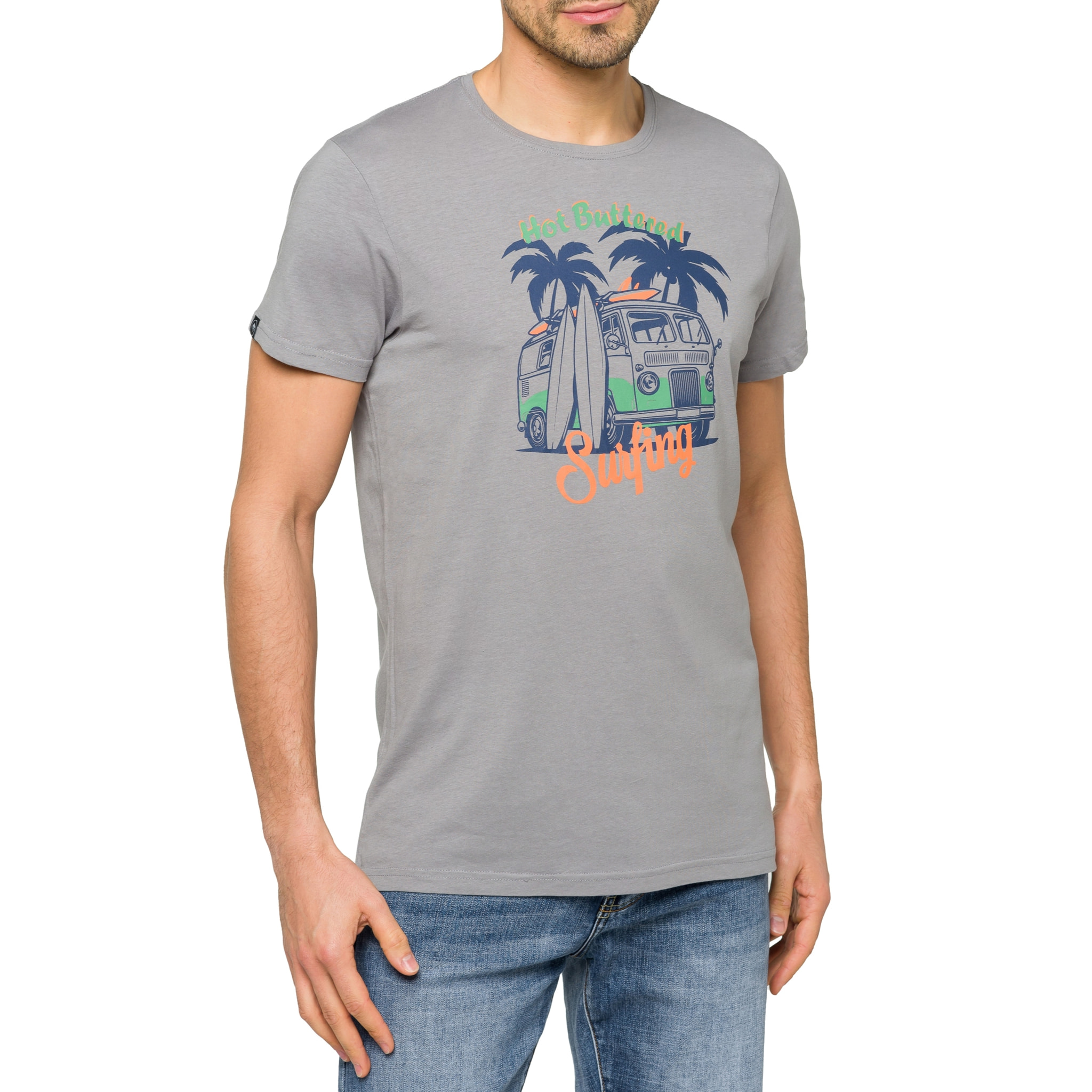 T-shirt in cotone 150 gr Hot Buttered Magnetic Grigio Chiaro.