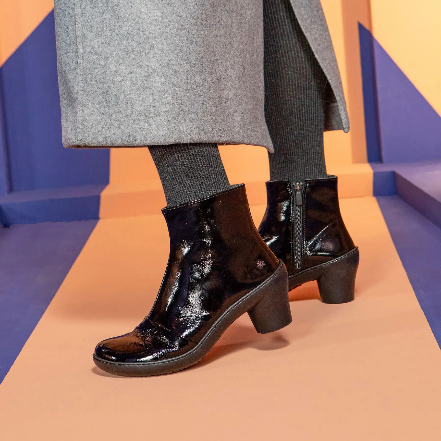 Botines con tacón 1442 NAPPA BLACK-BRONZE/ ALFAMA color Black-bronze