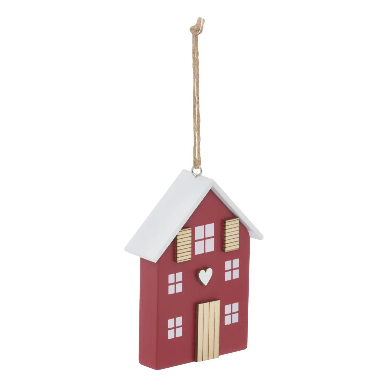 Suspension de sapin maison en bois rouge et vert 10 cm