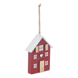 Suspension de sapin maison en bois rouge et vert 10 cm