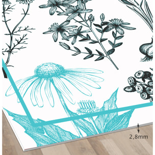 Alfombra de vinilo CERAMIKO, Plantas medicinales turquesa 66x150 cm