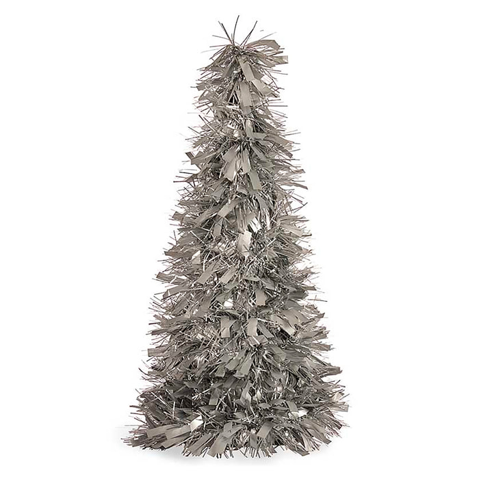 Árbol de Navidad de espumillón mate en color plata.