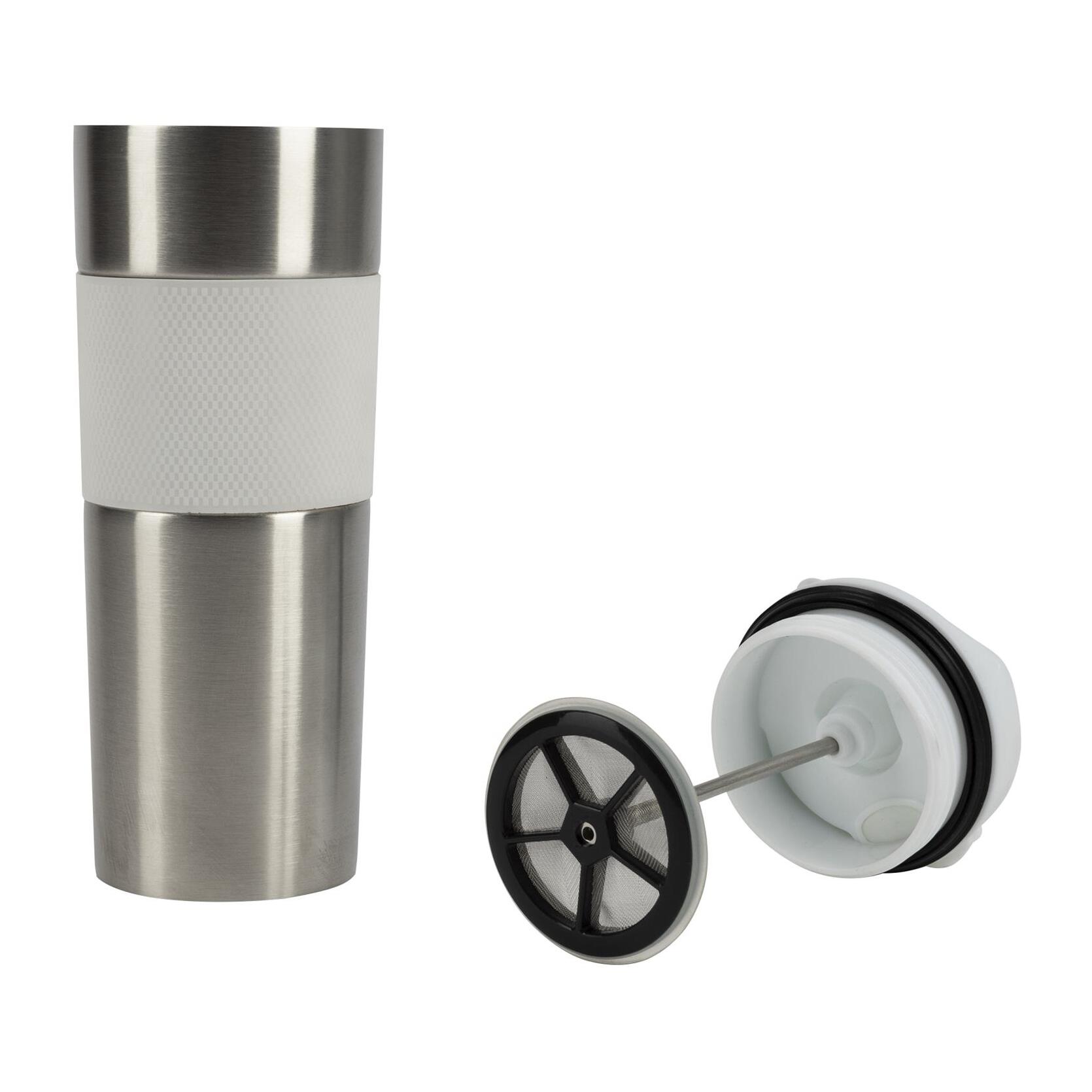 Taza de Viaje 460ml en Acero inoxidable y silicona Blanco LOVERS Bergner