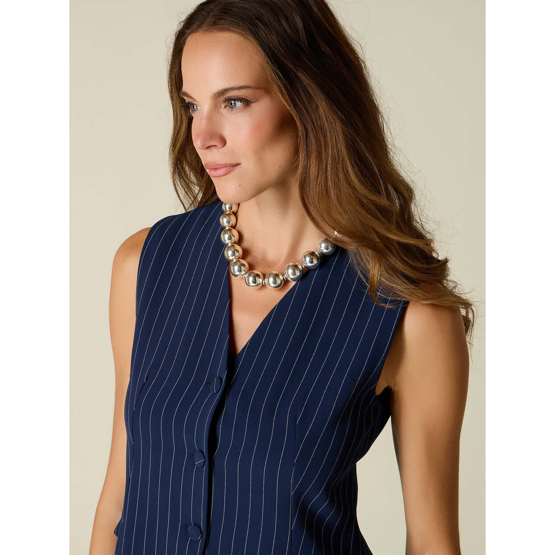 Oltre - Gilet corto gessato - Blu