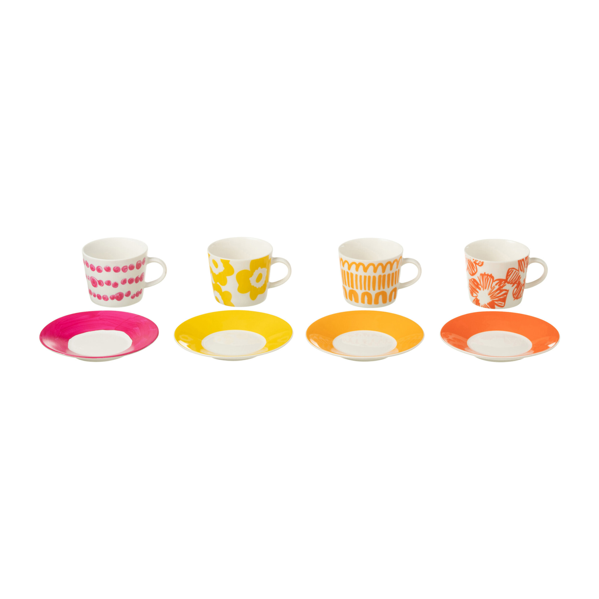 J-Line tasse à café + sous-tasse - céramique - mix - small - set de 4