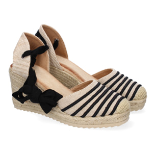 Sandalia de Mujer con Cuña de Yute, Comodas y Elegantes, Diseño Moderno con Cintas
