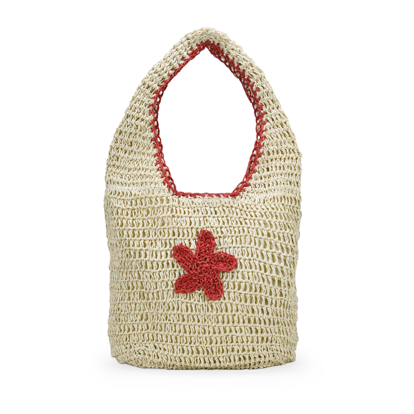 Bolso de hombro rafia beige con estrella