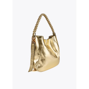 Shopper con Manico Intrecciato Effetto Pelle