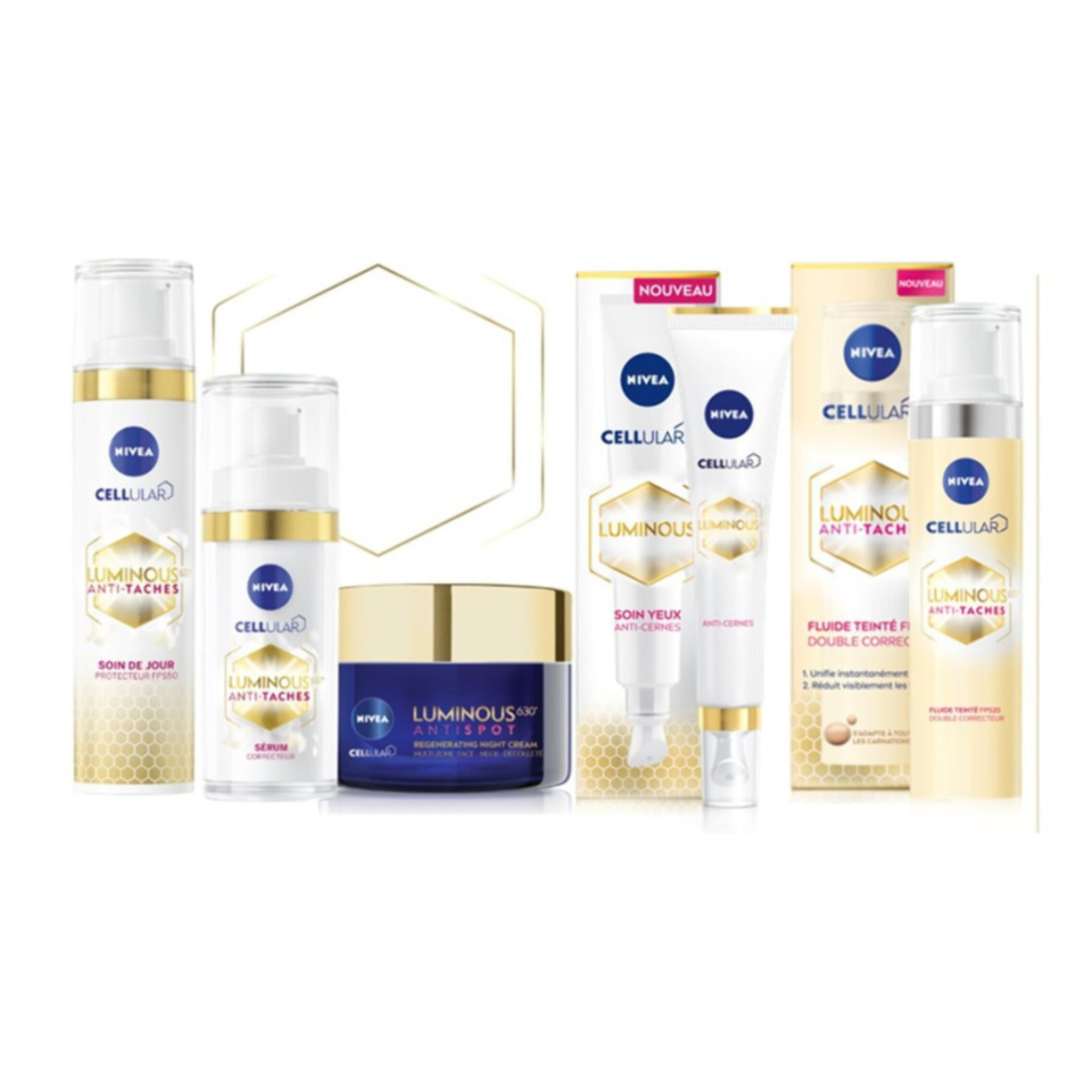 Pack de 2 - Soin de nuit unificateur de teint Visage Cou Décolleté NIVEA Anti-Taches CELLULAR LUMINOUS630 50ml