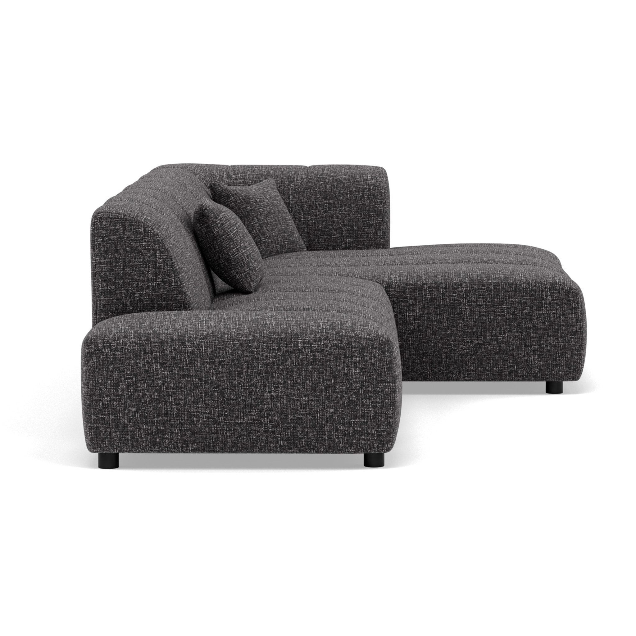 Curtis - canapé d'angle droit 4 places sans accoudoir en tissu texturé - Gris foncé
