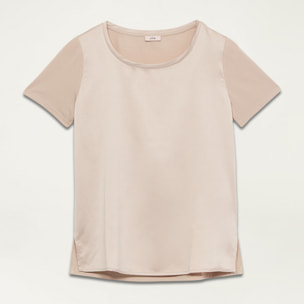 Oltre - T-shirt bimaterica - Beige