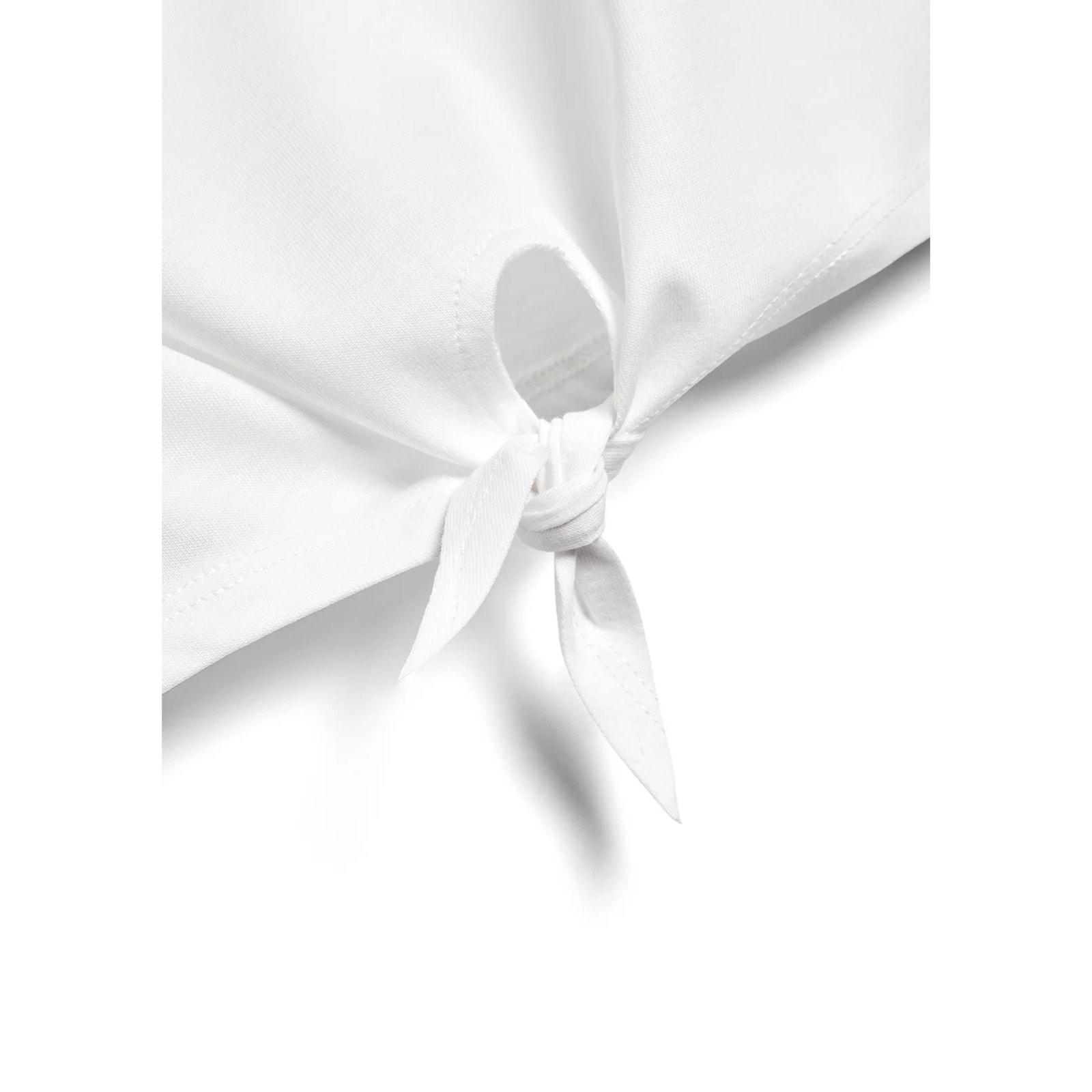 Camiseta Corta de Niña Con Nudo en Blanco