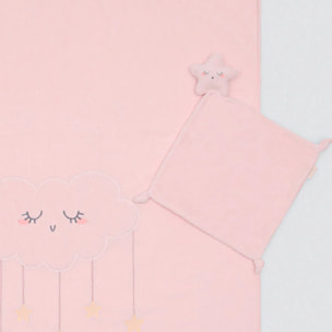 Set di coperta e doudou rosa Baby Stars