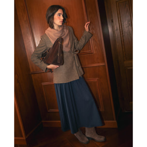 Falda de rayas con canesú ancho y bajo pañuelo