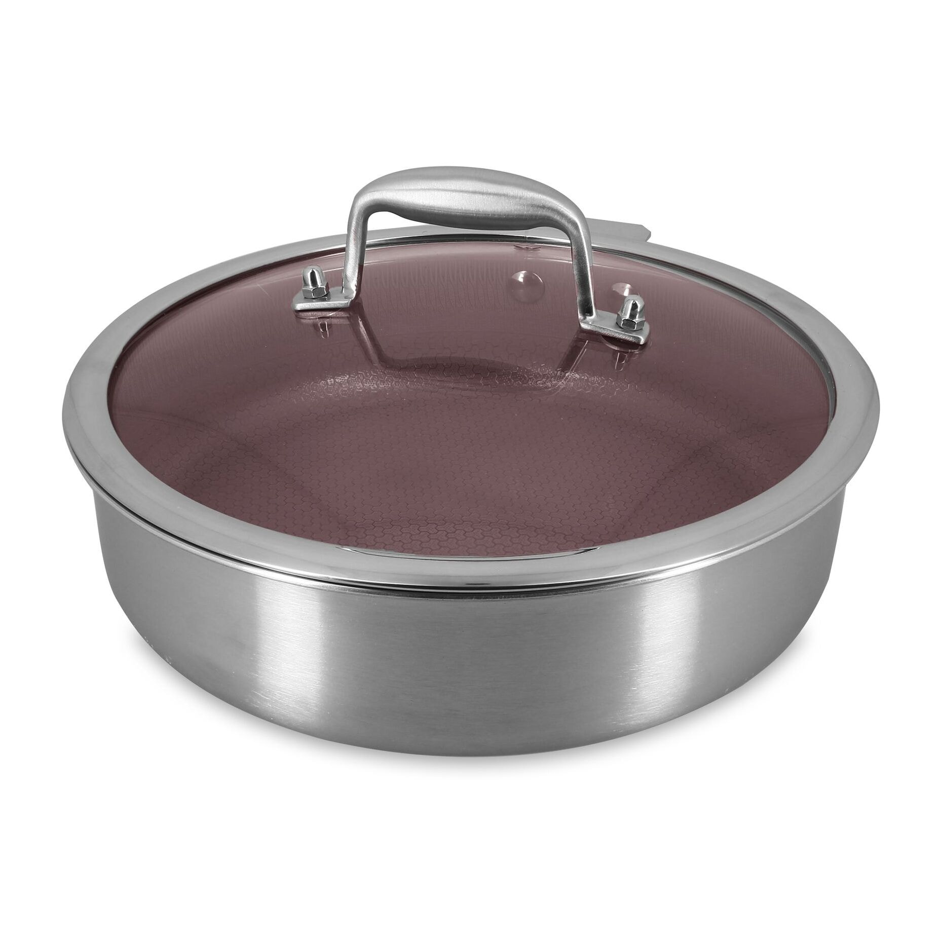 Sauteuse 24cm en acier inoxydable et manche amovible lie de vin AGLAE